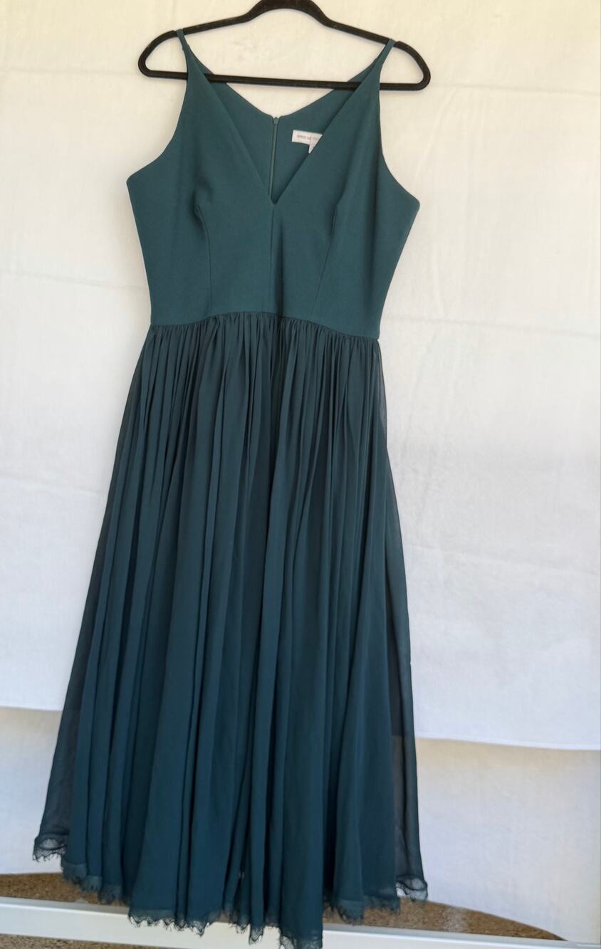Dress the Population Dark Green V-Neck Pleated Maxi Formal Gown XL